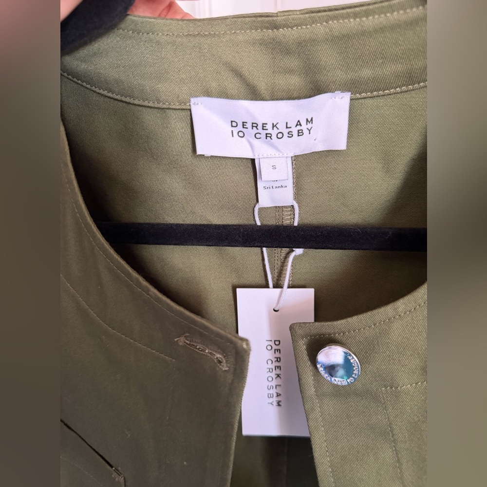 NWT Derek Lam 10 Crosby Tinna Olive Cropped Jacket| Designer Utility Chic Blazer - Picture 8 of 9